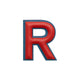 Alphabet · Leather Sticker | Red/Petrol Blue | R