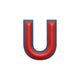 Alphabet · Leather Sticker | Red/Petrol Blue | U